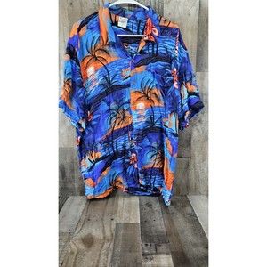 Tropical Hawaiian Style Mens Button Down Casual Shirt Size 2XL